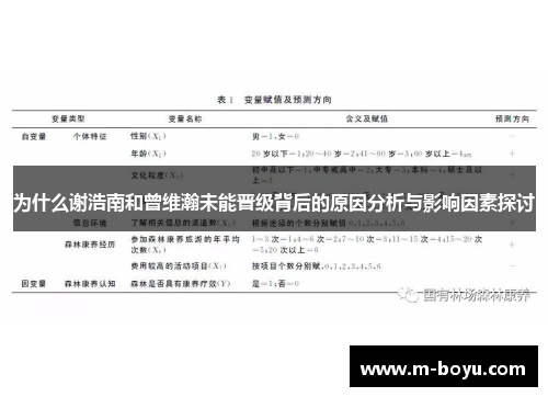 为什么谢浩南和曾维瀚未能晋级背后的原因分析与影响因素探讨