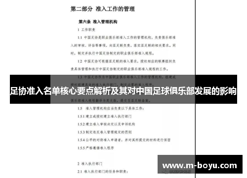 足协准入名单核心要点解析及其对中国足球俱乐部发展的影响
